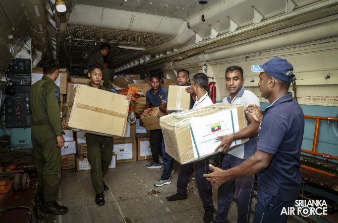 MYANMAR AIR FORCE (MAF) Y-8 AIRCRAFT ARRIVES IN SRI LANKA WITH HUMANITARIAN RELIEF