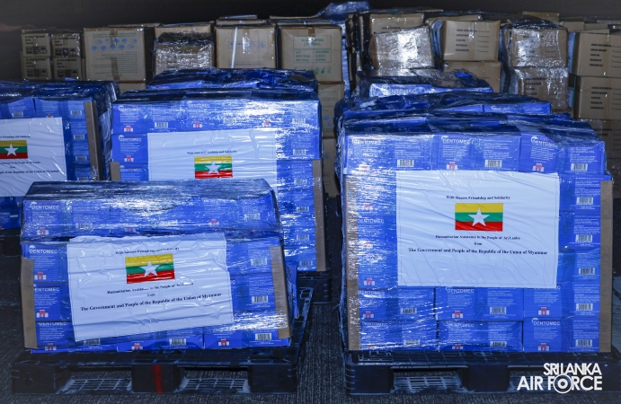 MYANMAR AIR FORCE (MAF) Y-8 AIRCRAFT ARRIVES IN SRI LANKA WITH HUMANITARIAN RELIEF