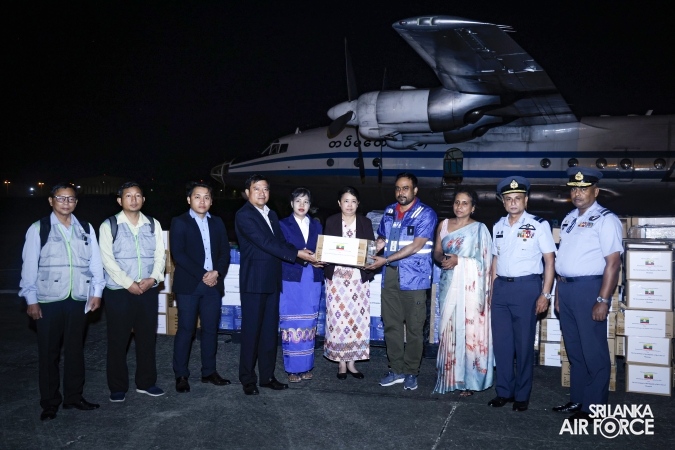 MYANMAR AIR FORCE (MAF) Y-8 AIRCRAFT ARRIVES IN SRI LANKA WITH HUMANITARIAN RELIEF