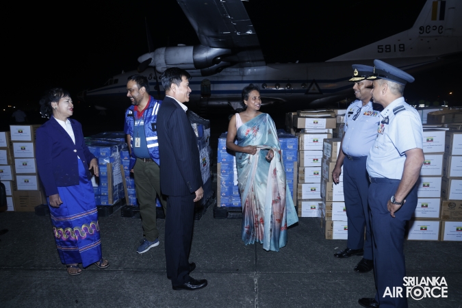 MYANMAR AIR FORCE (MAF) Y-8 AIRCRAFT ARRIVES IN SRI LANKA WITH HUMANITARIAN RELIEF