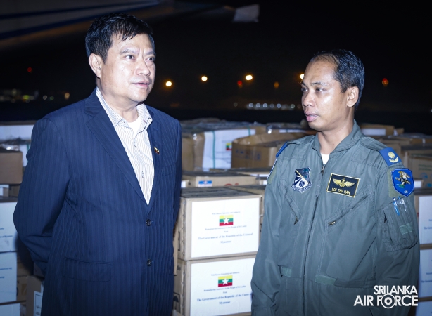 MYANMAR AIR FORCE (MAF) Y-8 AIRCRAFT ARRIVES IN SRI LANKA WITH HUMANITARIAN RELIEF