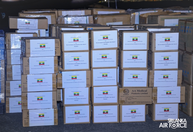 MYANMAR AIR FORCE (MAF) Y-8 AIRCRAFT ARRIVES IN SRI LANKA WITH HUMANITARIAN RELIEF