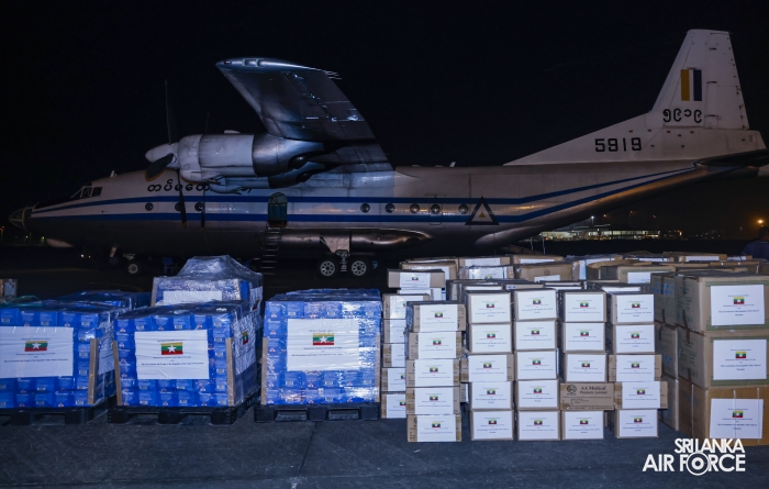 MYANMAR AIR FORCE (MAF) Y-8 AIRCRAFT ARRIVES IN SRI LANKA WITH HUMANITARIAN RELIEF