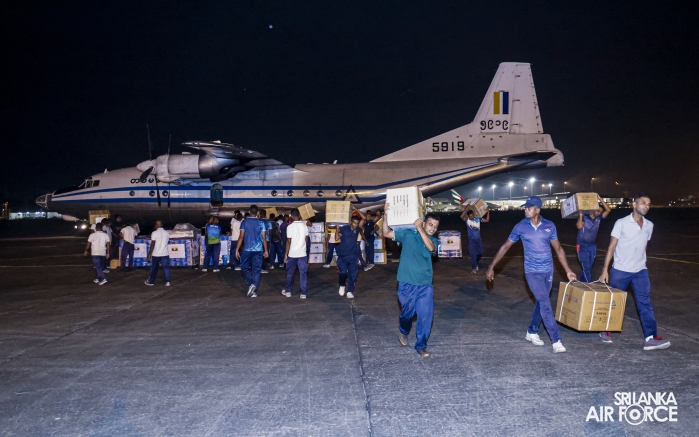 MYANMAR AIR FORCE (MAF) Y-8 AIRCRAFT ARRIVES IN SRI LANKA WITH HUMANITARIAN RELIEF