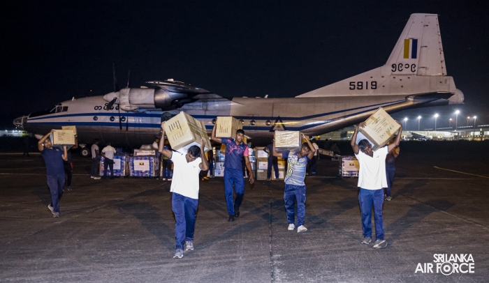MYANMAR AIR FORCE (MAF) Y-8 AIRCRAFT ARRIVES IN SRI LANKA WITH HUMANITARIAN RELIEF