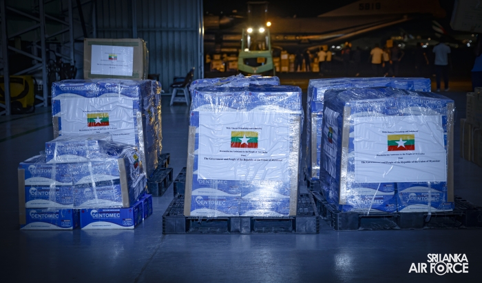 MYANMAR AIR FORCE (MAF) Y-8 AIRCRAFT ARRIVES IN SRI LANKA WITH HUMANITARIAN RELIEF