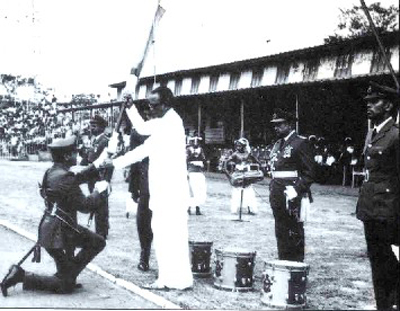 President's Colour being bestowed on the
SLAF by the Hon. Maithripala Senanayake